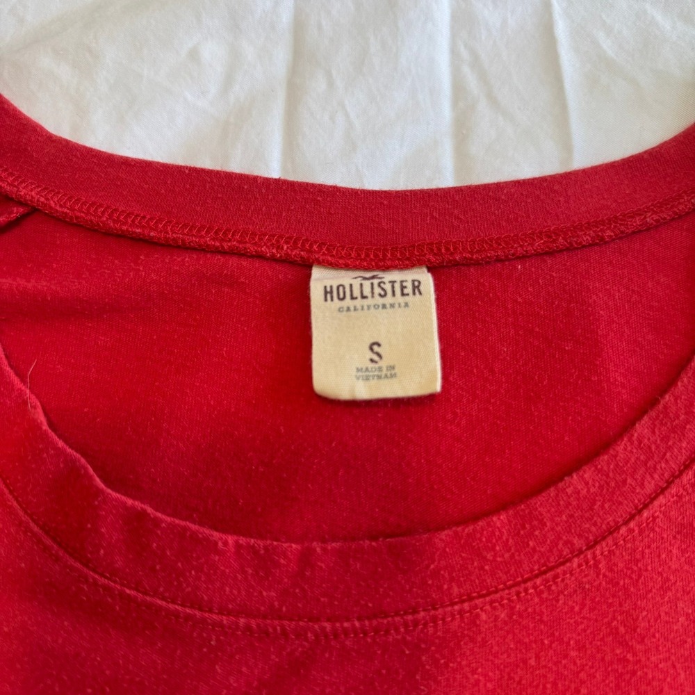 Hollister Womens Red 3/4 Sleeve Graphic T-Shirt Y2K Seagull Logo Size S - Picture 4 of 10